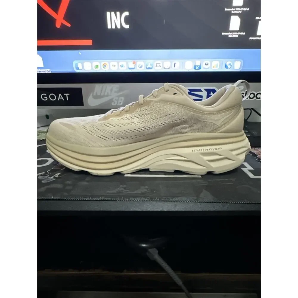 New Men's Size 11.5 D Hoka Bondi 8 Light Brown Running Shoes 1123202-SHF